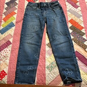Peace sign denim jeans